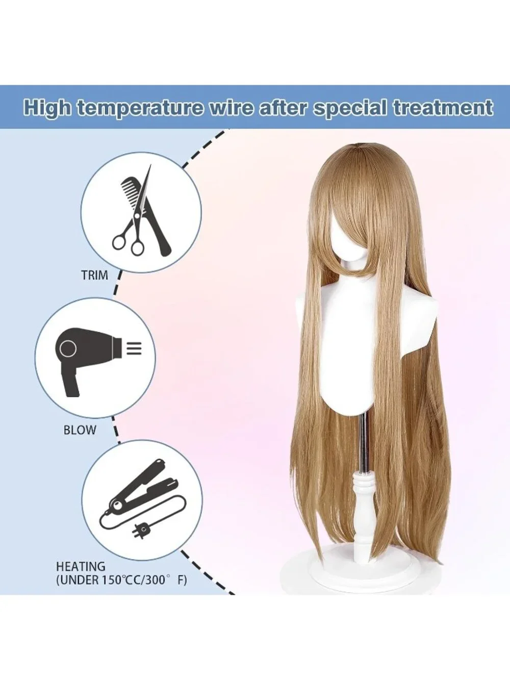 Women's Light Brown 100 Cm Heat Resistant Universal Straight Costume Long Wigs